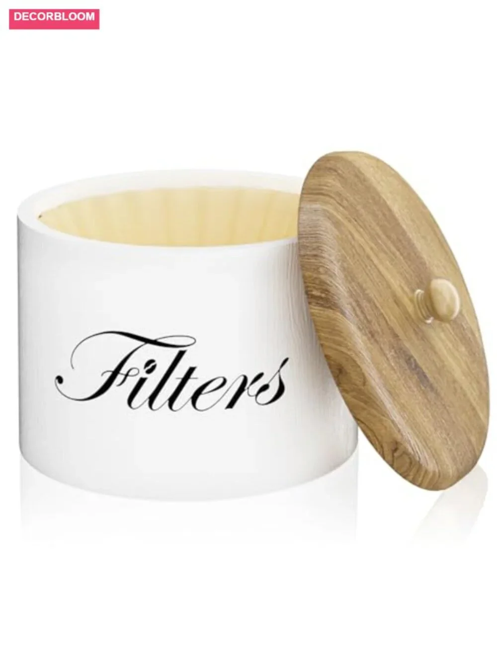 Wooden Coffee Filter Holder with Lid, Counter Storage Basket for Coffee Bar